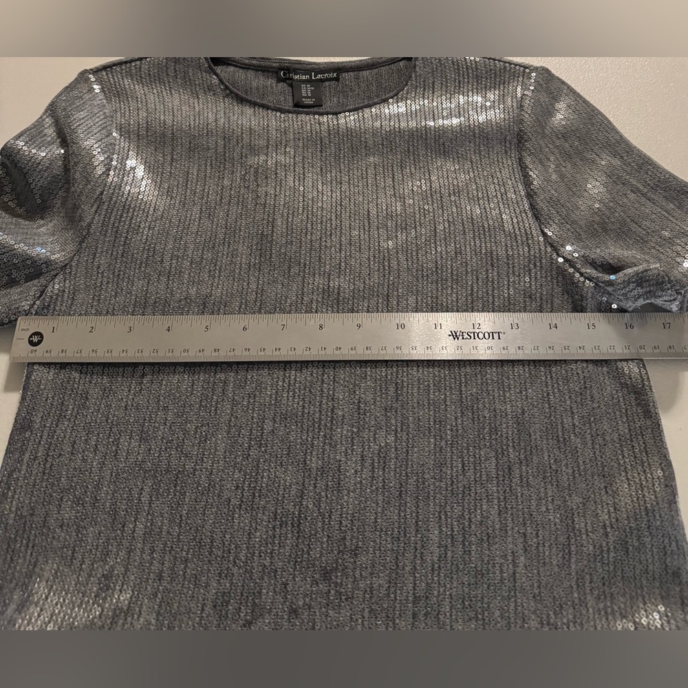 Christian Lacroix Women Grey Wide Leg Pants and Sequin Top, Two pieces set. M - Picture 15 of 16